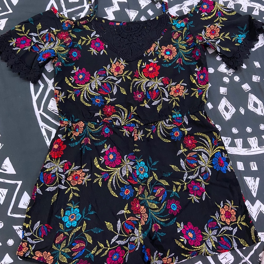 Black and multicolor romper